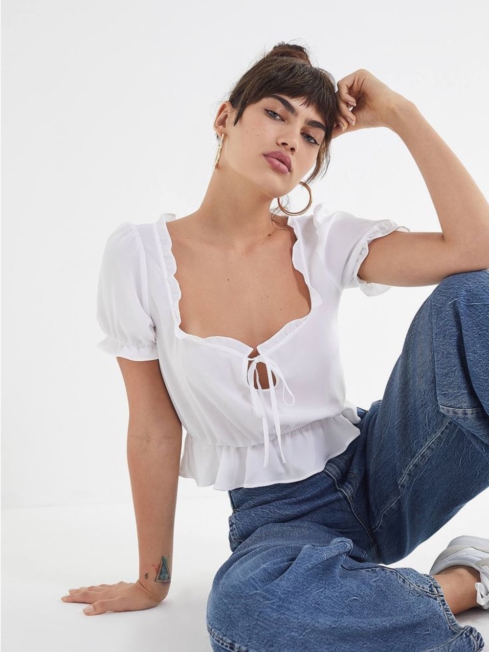Urban outfitters Riley Ruffle Tie-Front Blouse